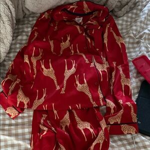 Chelsea Peer Giraffe Satin Pajamas- Large
